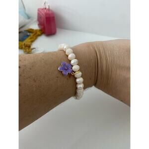 peach glass bead bracelet